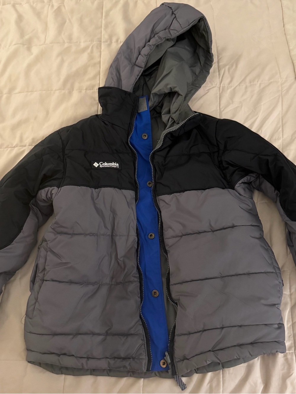 Columbia Kids' Gray & Black Insulated Hooded double face Jacket size 8